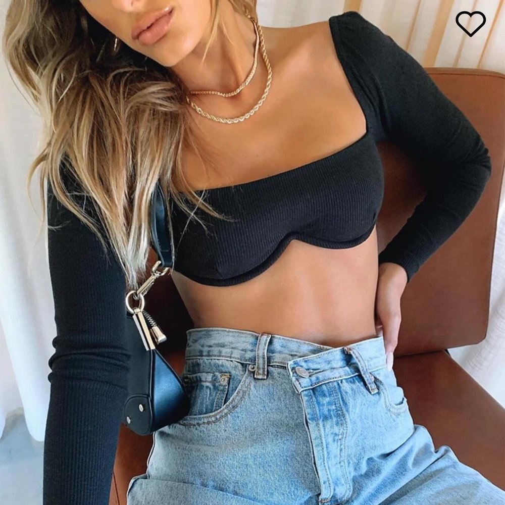 PRINCESS POLLY BECCA LONG SLEEVE CROP TOP